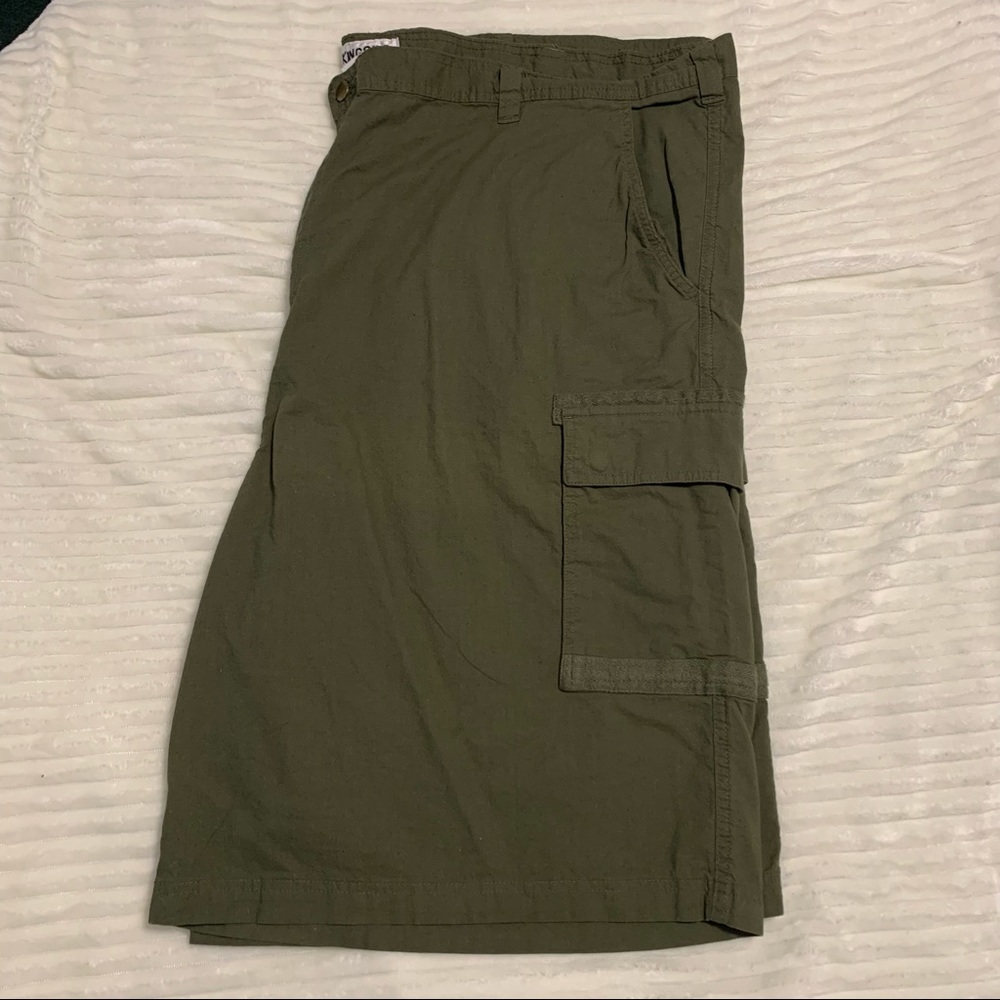 Men’s 56 BIG King Size Army Olive Green Cotton Cargo Shorts 12” Inseam EXC - Picture 4 of 10